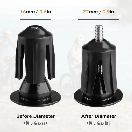 Vista 4 de TRIWONDER Tapones de extremo de barra de aluminio para manillar de bicicleta, tapas de barra de bloqueo expandibles, agarre para bicicleta
