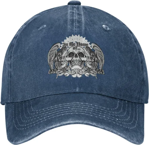 Vista 2 de Cowboy Hat Trendy Hats for Man and Women Djustable Four Season Outdoor Baseball Cap of Hell Skull with Angel Navy Blue