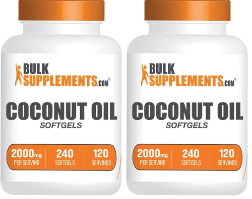 Vista 6 de BulkSupplements Cápsulas blandas de aceite de coco, aceite de coco prensado en frío para el cabello y la piel, suplemento de hierbas - Sin