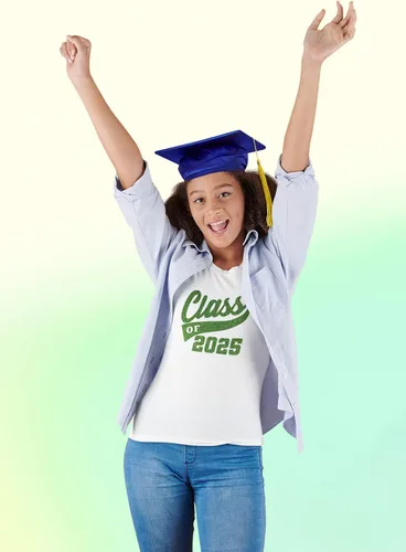 Vista 5 de Adhesivo de graduación para planchar en la clase de 2025, calcomanía para camiseta de secundaria universitaria, parche de graduación HTV