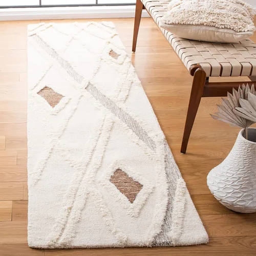 Vista 8 de SAFAVIEH Casablanca Collection - Alfombra decorativa de 2 x 3 pies, color marfil y marrón, lana marroquí hecha a mano, ideal para zonas de alto