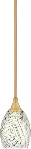Vista 168 de Toltec Lighting Tallo Colgado Mini colgante, acabado de cobre negro, 3.5" cuadrado humo burbuja vidrio