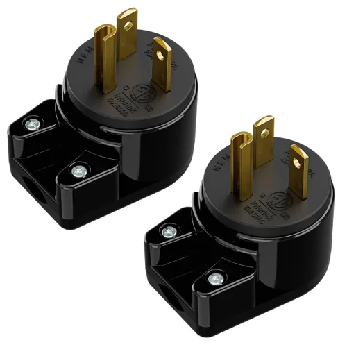 Vista 12 de Enchufe de CA macho de 3 clavijas de EE. UU., ángulo recto, ETL Nema 5-20P, 3 polos rewirable, 20A 125V USA 3Pin Conector de CA, enchufe giratorio