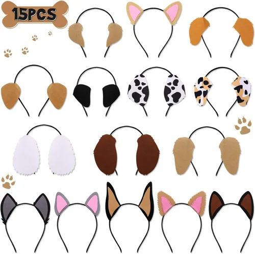 Vista 7 de CiyvoLyeen Puppy Dog, Farm Animals Ear Headbands, for Birthday Party Decoration, Zoo Farmhouse Birthday Party Favors Supplies