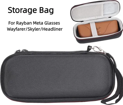 Vista 2 de Funda inteligente para lentes de sol Ray-Ban Meta Wayfarer, Skyler, caja de carga Headliner, funda rígida de transporte compatible con accesorios