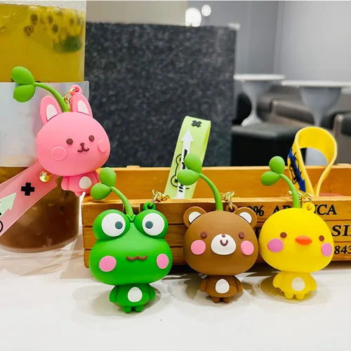 Vista 4 de Lindo llavero de dibujos animados de anime, llaveros de animales para mujer, llavero de bolsa de automóvil, llavero de regalo