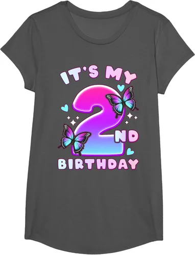 Vista 41 de Camiseta de 2º cumpleaños para niña de 2 años con mariposas y número 2 Negro