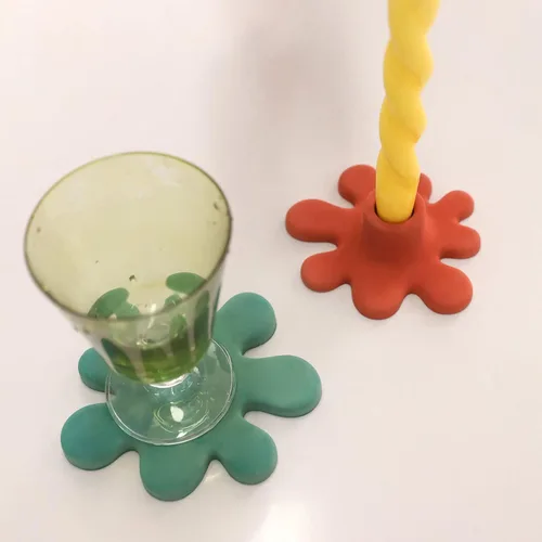 Vista 2 de BOOWAN NICOLE Soporte de vela de cemento irregular molde de silicona, molde de posavasos de hormigón Bandeja de vela de yeso Decoraciones