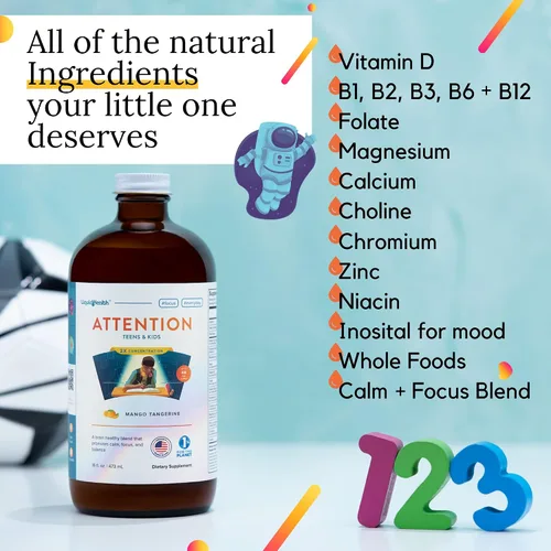 Vista 3 de LIQUIDHEALTH Calcio con magnesio apoyo articular + atención de los niños, calma y enfoque paquete de suplemento de apoyo de memoria para niños