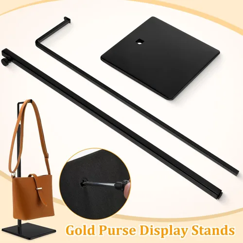 Vista 4 de Maitys Paquete de 4 soportes de exhibición para bolsos, soporte de exhibición de bolso de altura ajustable, soporte de metal para bolsa de mano