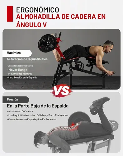 Vista 3 de GMWD Máquina de Extensión y Curl de Piernas, Extensión de Pierna Individual, Curl de Pierna Acostado, Curl de Pierna de Pie, Banco de Ejercicio