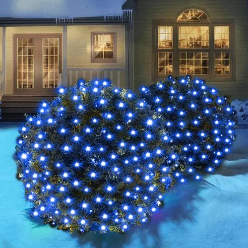 Vista 8 de Red de luces LED de Navidad para arbustos, 132 luces LED de 6 pies x 6 pies, conectables con certificación UL para arbustos, árboles, arbustos