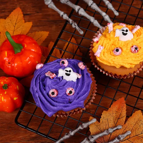 Vista 5 de Gránulos de globo ocular sangriento para decoración de pasteles, huesos de perro rojos, chispas comestibles de caramelo para decoración de cupcakes