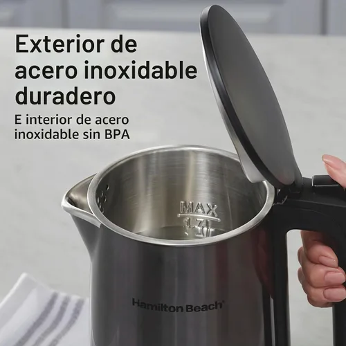 Vista 4 de Hamilton Beach Digital - Tetera eléctrica de 1,7 L, caldera de agua y calentador