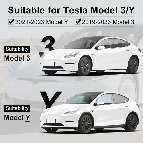 Vista 6 de BJSIA Cubierta de palanca de dirección compatible con Tesla Modelo 3 Modelo Y, accesorio de patrón de fibra de carbono, material ABS, 2