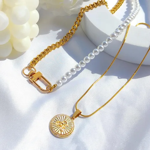 Vista 6 de Collares con inicial para mujer, chapado en oro de 14 quilates, collar de cadena de serpiente de acero inoxidable, collar de espiga de espiga