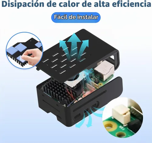 Vista 5 de TRASKIT Kit básico para Raspberry Pi 5 2 GB de RAM, fuente de alimentación PD de 27 W, estuche PI5, enfriador activo y placa única Pi 5 de 2 GB