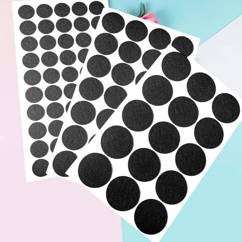 Vista 6 de Iceyyyy Más de 200 círculos de fieltro adhesivos, almohadillas de fieltro autoadhesivas negras para Halloween, proyectos de bricolaje, disfraces