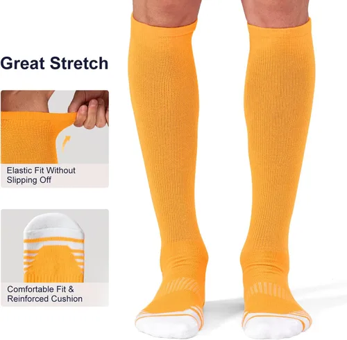 Vista 4 de FITRELL Paquete de 23 calcetines de béisbol y sóftbol para niños, jóvenes, hombres y mujeres, calcetines altos hasta la rodilla (varios colores)