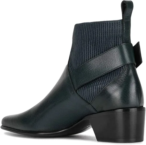 Vista 3 de YDN Botas de tobillo Chelsea para mujer, retro, con puntera cerrada, tacón grueso y bajo, elásticos, con hebilla ajustable, para otoño e invierno