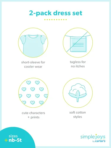 Vista 36 de Simple Joys by Carter's - Conjunto de vestido de manga corta y sin mangas para niña, paquete de 2