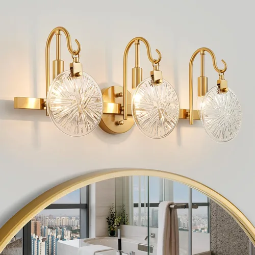 Vista 12 de WUZUPS Lámpara de Baño de 3 Luces sobre Espejo, Apliques de Pared de Tocador Modernos, Luz de Gota de Cristal Transparente para Dormitorio, Sala