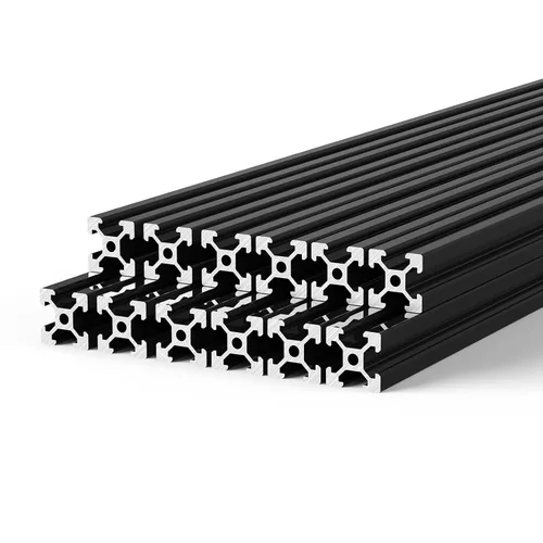 Vista 8 de Perfil de extrusión de aluminio 2040 2 Uds. 2 unids estándar europeo anodizado negro V tipo riel lineal para impresora 3D, longitud 27.559 in