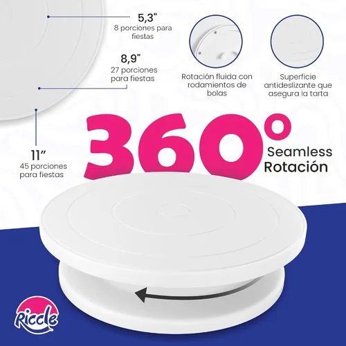 Vista 2 de Riccle Kit de decoración de pasteles de 94 piezas con plato giratorio para pasteles - Incluye 50 piezas de bolsas de repostería desechables de 16