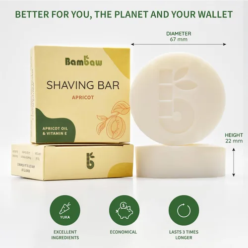 Vista 5 de Bambaw Jabón de afeitar para mujer 2.8 onzas Jabón de afeitar de aceite de albaricoque y vitamina E Barra de afeitar para todo