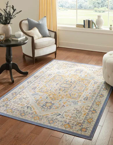 Vista 23 de Unique Loom Whitney Collection - Alfombra rectangular de 5 pies 3 pulgadas x 8 pies, color azul Multicolor/Azul