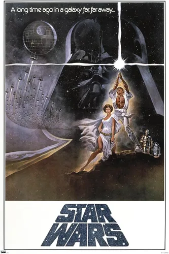 Vista 9 de Star Wars: A New Hope - One Sheet B (No Billing Block) Wall Poster, 34L" x 22.4W", Gold Framed Version Versión con marco dorado