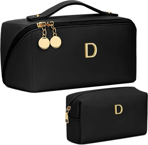 Vista 20 de Regalos de cumpleaños para mujeres y adolescentes, juego de bolsas organizadoras de maquillaje con iniciales personalizadas, bolsa de cosméticos
