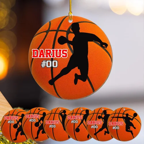 Vista 11 de Adornos de baloncesto personalizados, adorno de Navidad de baloncesto, adorno de automóvil, adorno de jugador de baloncesto personalizado, adornos