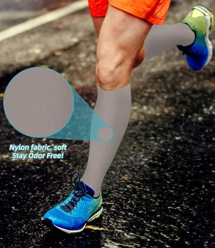 Vista 6 de FuelMeFoot Calcetines de compresión para mujeres y hombres, para circulación, con soporte graduado, hasta la rodilla, para enfermeras, viajes
