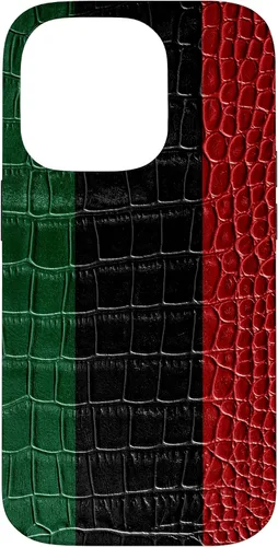 Vista 17 de iPhone 16 Pan African Flag Patriotic Crocodile Skin Print Pride Case