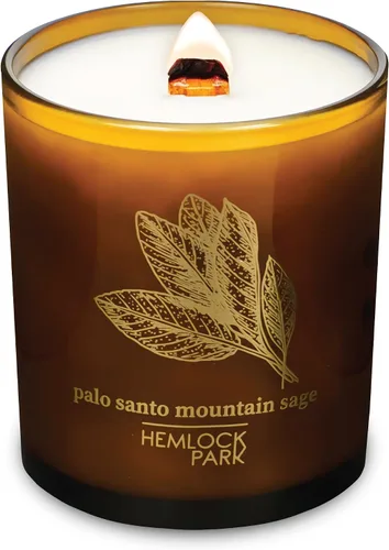 Vista 23 de Hemlock Park Vela de mecha de madera ámbar y dorada hecha a mano con cera de coco natural (estándar de 7.2 onzas, ámbar) Crackling Wood Wick