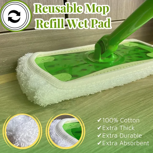 Vista 6 de Paquete de 4 almohadillas de repuesto reutilizables para trapeador Swiffer Sweeper, fuerte poder de absorción, almohadillas de repuesto de mopa