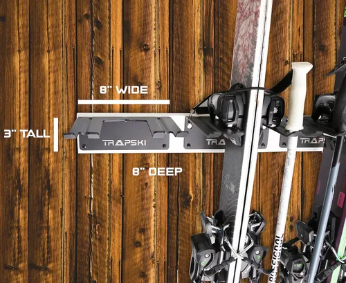 Vista 7 de TRAPAWAY Estante de pared Capacidad para 1 par de esquís o snowboard por fijaciones Organizador de garaje para herramientas,