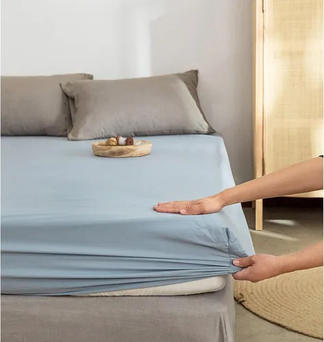 Vista 2 de FCLDESHOP Sábana bajera ajustable de algodón suave de color liso, protector de colchón antideslizante para habitación de huéspedes de hotel