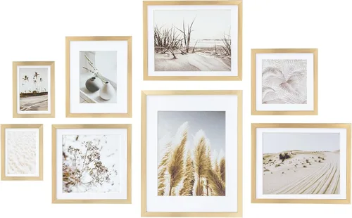 Vista 7 de ArtbyHannah Juego de marcos de pared para galería, paquete de 8 marcos de fotos, decoración artística de pared con hierba neutra de las pampas