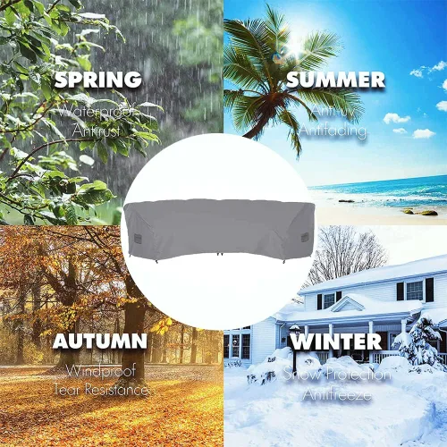 Vista 7 de Funda protectora para sofá modular de patio, impermeable, resistente, 420D, Oxford, para exteriores, con hebillas reforzadas a prueba de viento