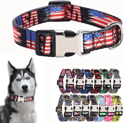 Vista 24 de Collares para perros pequeños, con patrón de impresión 3D, de nailon suave, ajustables, para perros pequeños, medianos, grandes, hembra, niño 1