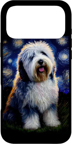 Vista 22 de Old English Sheepdog in Starry Night Painting Dog Mom Dad Case for iPhone 17