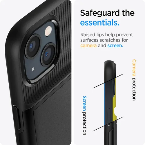 Vista 6 de Spigen Slim Armor CS - Funda compatible con ranura para tarjetas iPhone 13, color negro