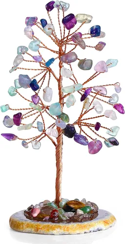 Vista 15 de QINJIEJIE Árbol de Chakra Natural de Cristal Árbol de la Vida Dinero para Decoración de Escritorio Piedra de 7 Chakras para Energía Positiva
