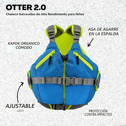 Vista 2 de Astral Otter 2.0 - Chaleco salvavidas para niños, cómodo, acolchado, USCG tipo III PFD, chaleco salvavidas para jóvenes, para SUP, vela y aguas Azul