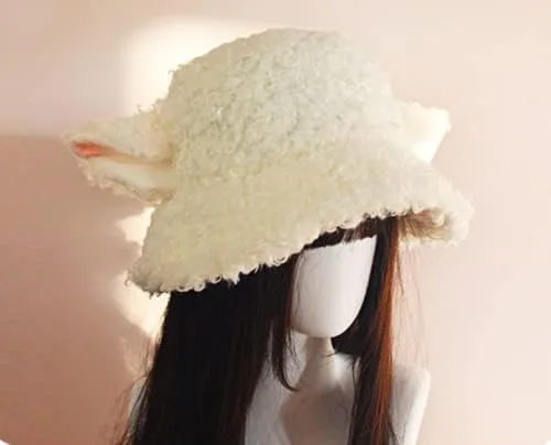 Vista 6 de Lolita - Gorro de lana de cordero con diseño de oveja bereber con forro polar divertido para pescador, para invierno, para mujeres y niñas