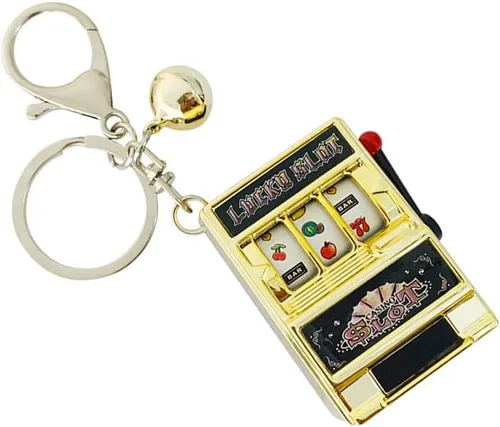 Vista 6 de ARFUKA Llavero con ranura para máquina de frutas llavero de metal regalo de Navidad cumpleaños día de San Valentín para hombres y mujeres Oro S