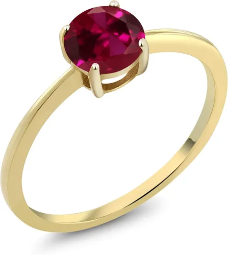 Vista 18 de Gem Stone King Anillo de compromiso solitario con piedra preciosa de oro amarillo de 10 quilates Redondo de 0.236 in Anillo de compromiso