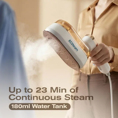 Vista 4 de Vaporizador para ropa y plancha 2 en 1, vaporizador portátil de mano y plancha de vapor de viaje para ropa, calentamiento rápido de 1200 W, 20